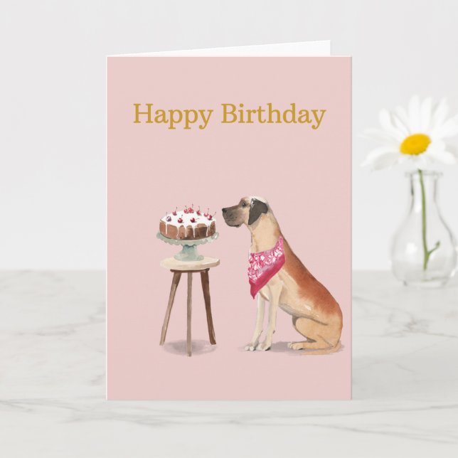 Dog Birthday Card, Great Dane, Happy Birthday Card (Small Plant)