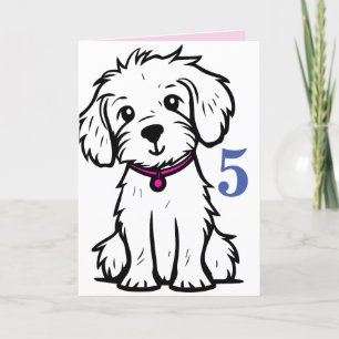 Dog Birthday Card, Happy 5th Birthday Card
