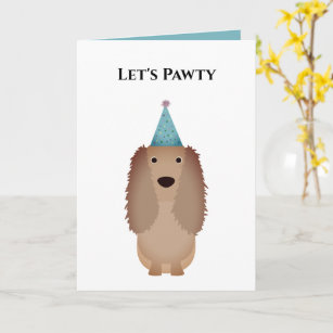Dog Birthday Card, Let's Pawty Cocker Spaniel Card