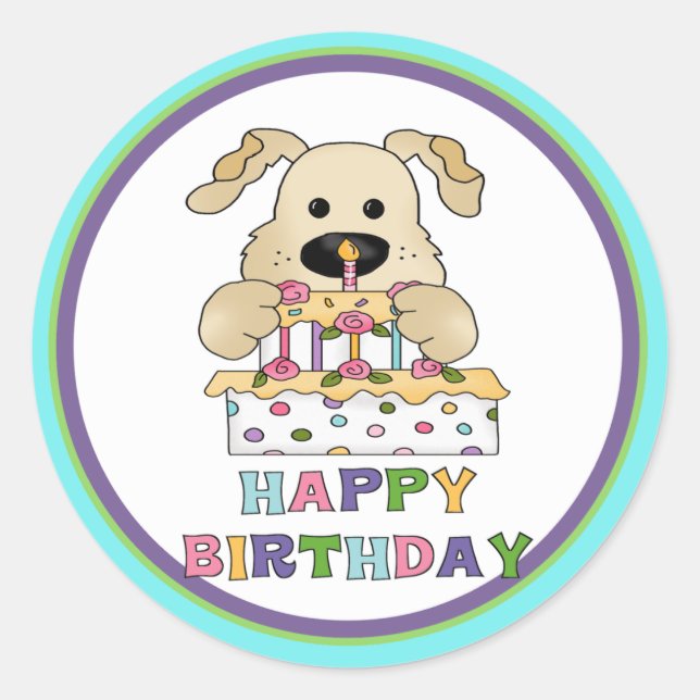 Dog Birthday Classic Round Sticker (Front)