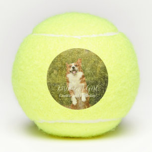 Dog Birthday Girl Modern Photo Tennis Balls