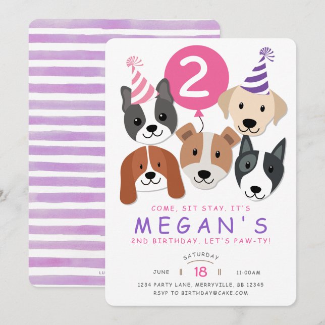 Dog Birthday Invitation (Front/Back)