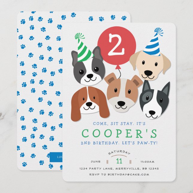 Dog Birthday Invitation (Front/Back)