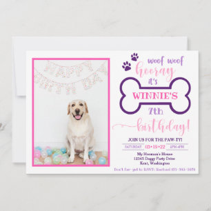 Dog Birthday Invitation   Doggy Invitation
