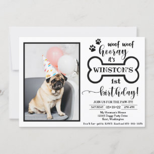 Dog Birthday Invitation   Doggy Invitation