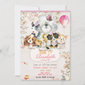 Dog Birthday Invitation Printable, girl Invitation