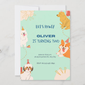 Dog Birthday Invitation, Puppy Pawty Invitation