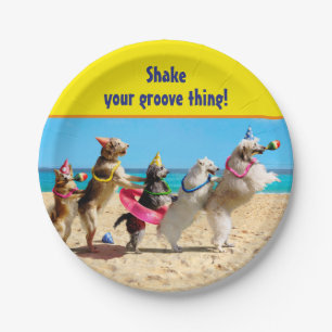 Dog Birthday Party Conga Line Paper Plate