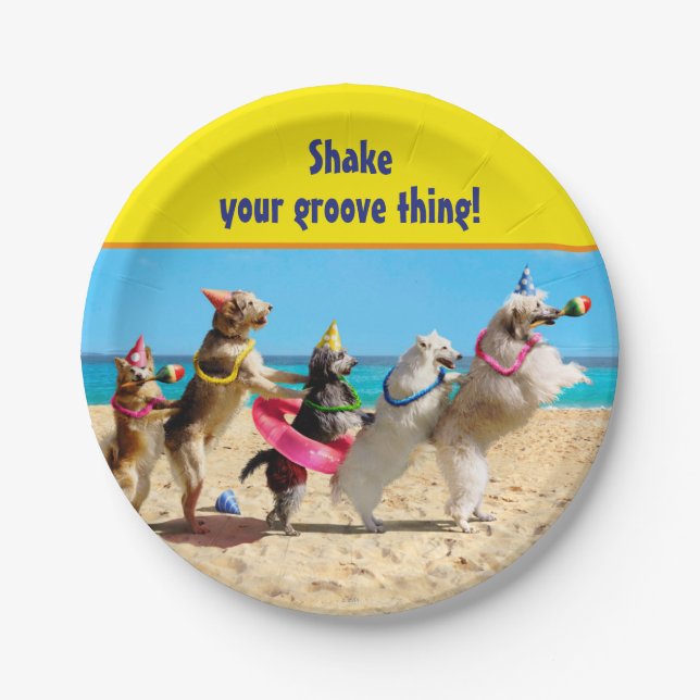 Dog Birthday Party Conga Line Paper Plate (Front)
