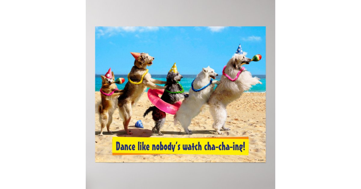 Dog Birthday Party Conga Line Poster Zazzle