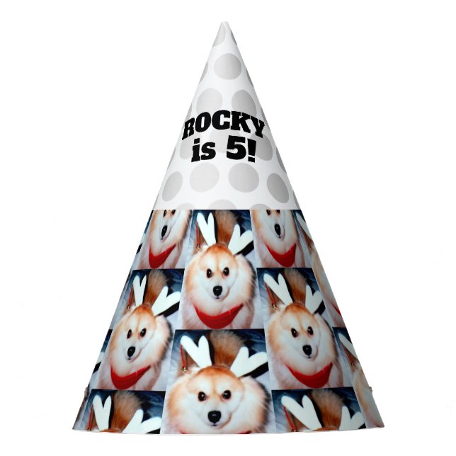 Dog Birthday Party Custom Photo Party Hat (Front)