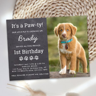 Dog Birthday Party Custom Photo Puppy Invitation Postcard