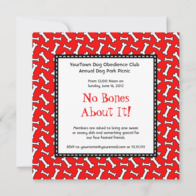 Dog Birthday Party, Doggie Picnic in Park Invitation (Front)