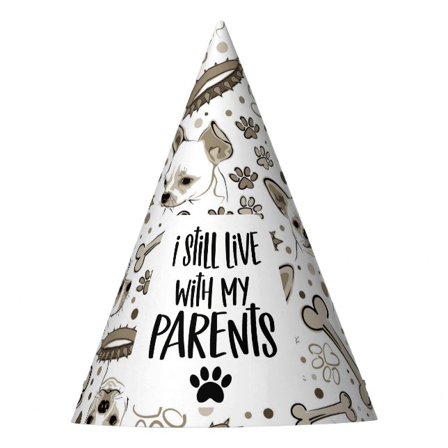 Dog Birthday Party Funny Quote with bones & paws Party Hat (Front)