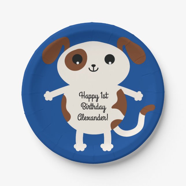 Dog Birthday Party Kids Paper Plate (Front)
