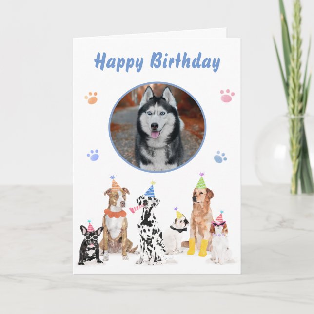 Dog Birthday Party Puppy Pawty Animals  Card (Front)