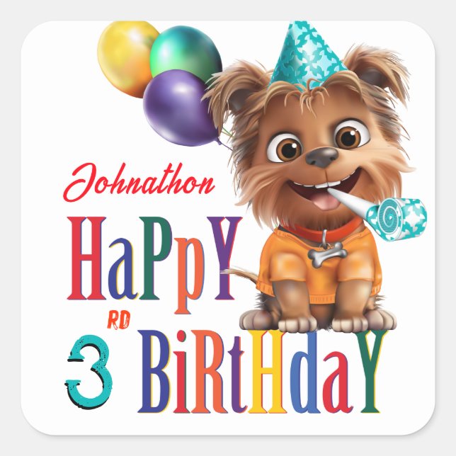 Dog Birthday Party Square Sticker (Front)