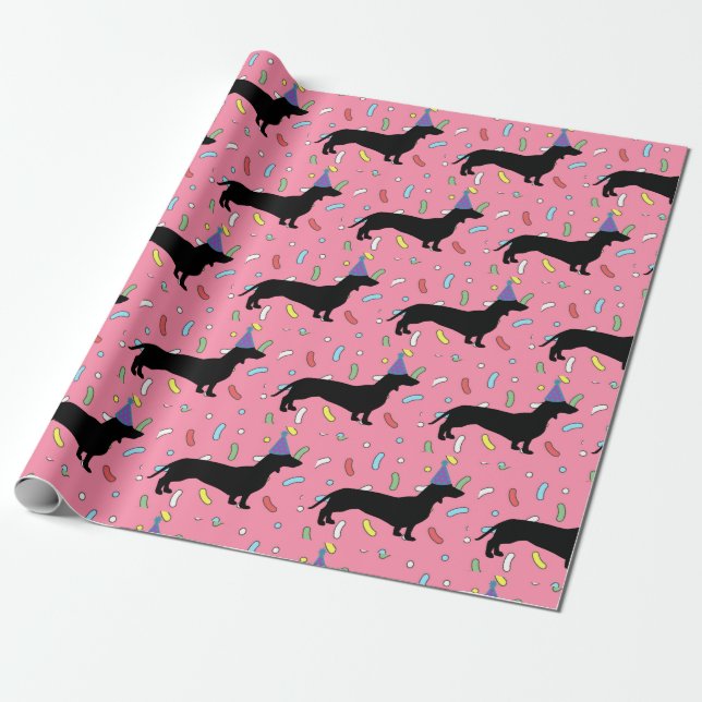 Dog Birthday Party Wrapping Paper (Unrolled)