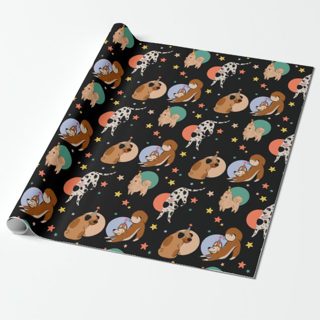Dog Birthday Party  Wrapping Paper (Unrolled)