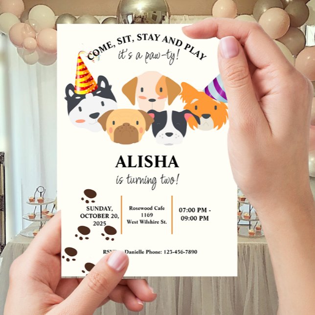 Dog Birthday Pawty Birthday Invitation (Creator Uploaded)