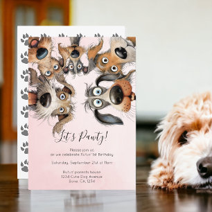 Dog Birthday Pawty Cute Personalised Invitation