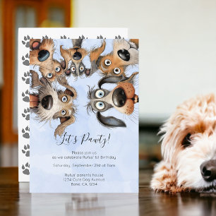Dog Birthday Pawty Cute Personalised Invitation