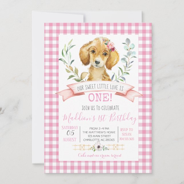 dog birthday shower invitation, puppy birthday invitation (Front)