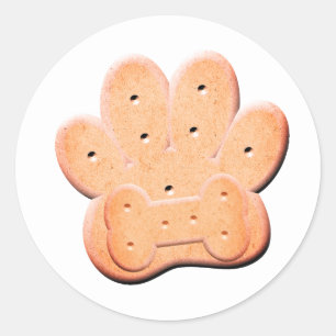 Dog Biscuit Pawprint and Bone Art Classic Round Sticker