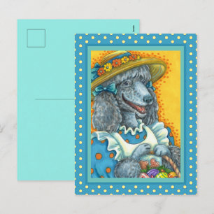 DOG BISCUITS AND EASTER EGG BASKET, CUTE POODLE HOLIDAY POSTCARD