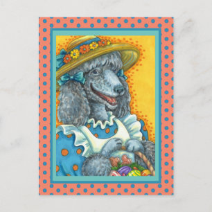 DOG BISCUITS AND EASTER EGG BASKET, CUTE POODLE HOLIDAY POSTCARD