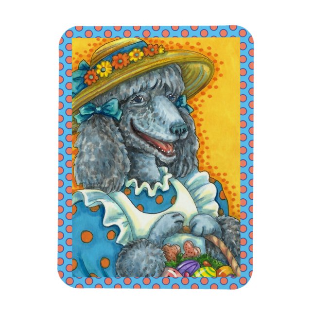 DOG BISCUITS AND EASTER EGG BASKET, CUTE POODLE MAGNET (Vertical)