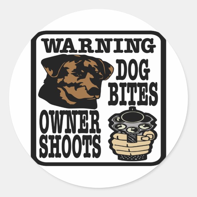 Dog Bites Owner Shoots Classic Round Sticker (Front)