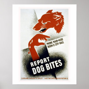 Dog Bites Vintage WPA Poster