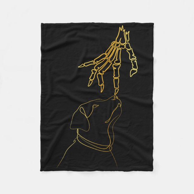 Dog Black Lover Skeleton Hand Funny Halloween  Fleece Blanket (Front)