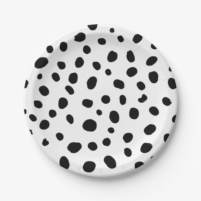 Dog Black Spot Dalmatian Birthday Paper Plate (Front)
