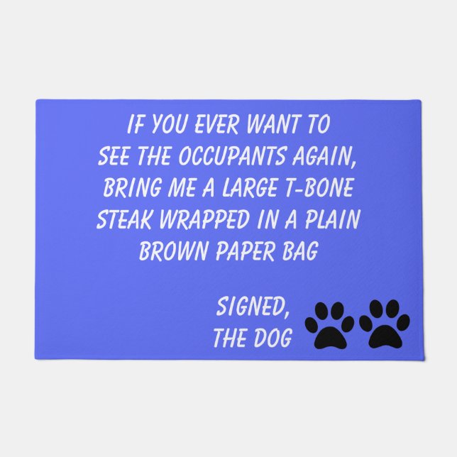 Dog Blackmail Periwinkle Doormat (Front)