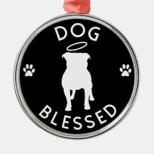 "Dog Blessed" Pit Bull Angel Round Ornament
