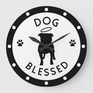 "Dog Blessed" Pit Bull Angel Wall Clock