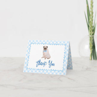 Dog Blue Gingham Baby Shower Thank You Card