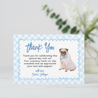 Dog Blue Gingham Baby Shower Thank You Card
