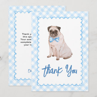 Dog Blue Gingham Baby Shower Thank You Card