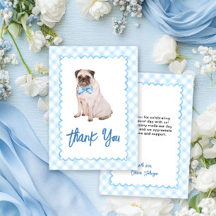 Dog Blue Gingham Baby Shower Thank You Card