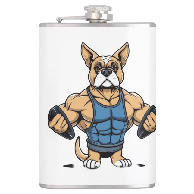 Dog Bodybuilder Hip Flask (Front)