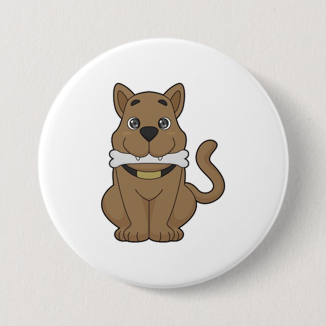 Dog Bone 7.5 Cm Round Badge (Front)