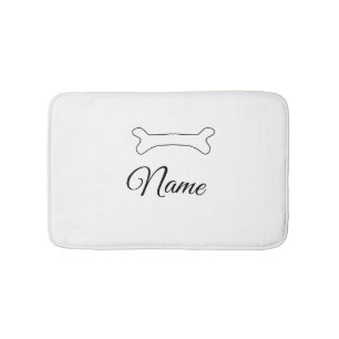 Dog bone add dog name photo custom personalised bath mat
