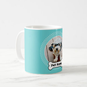 Dog Bone and Blue Polka Dot Pet Photo Frame Coffee Mug