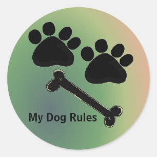 Dog Bone and Paws Classic Round Sticker