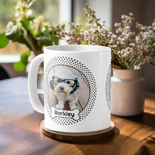 Dog Bone and Polka Dot Pet Photo Frame - White Coffee Mug