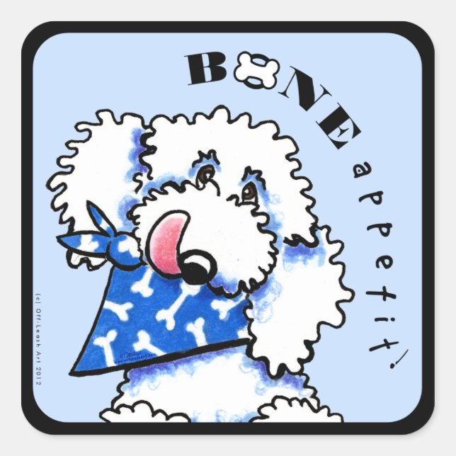 Dog Bone Appetit! Gourmet Pet Foods Steel Blue Square Sticker (Front)