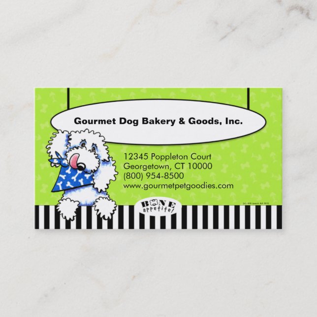 Dog Bone Appetit! Speciality Pet Foods Olive Business Card (Front)